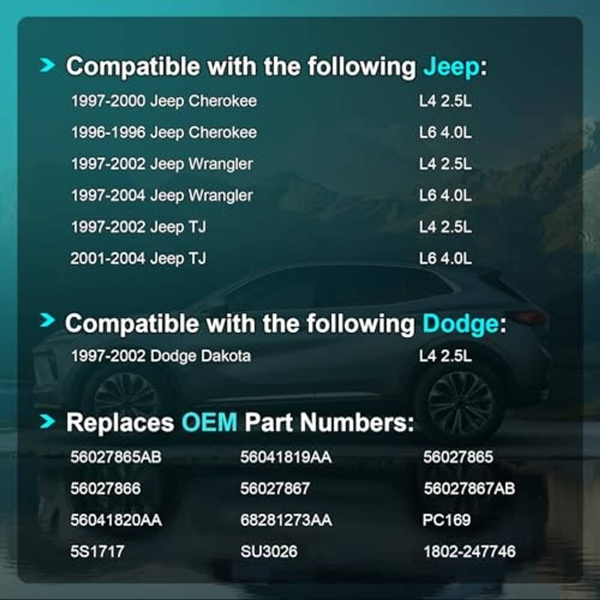 Crankshaft position sensor compatibility guide listing vehicle applications and OEM numbers