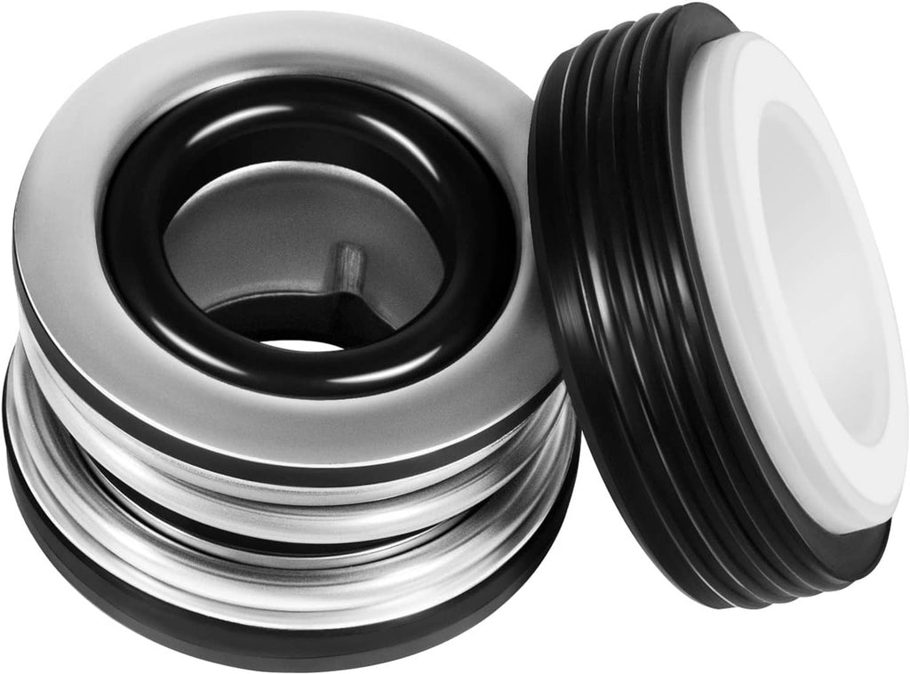 Close-up of black shaft seal with metal spring and rubber O-ring set