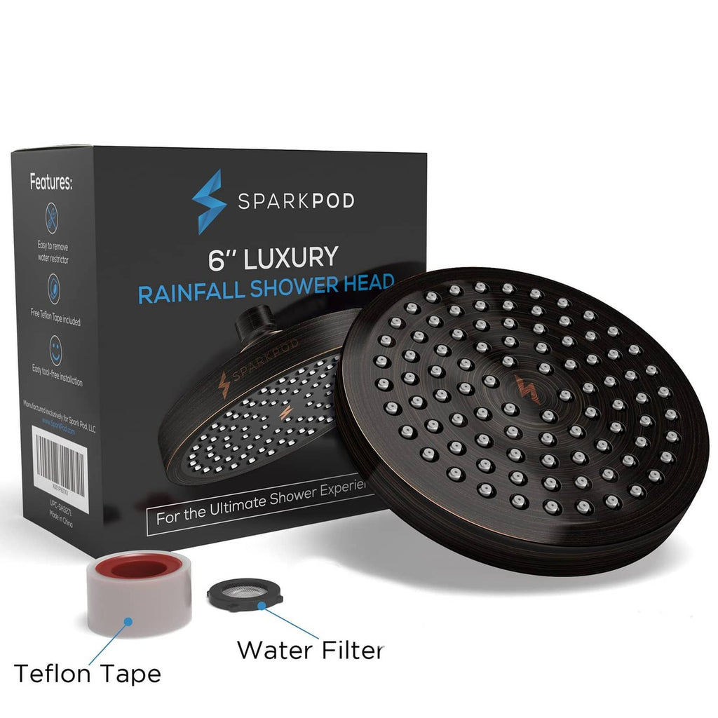 6-inch luxury rain shower head kit with oil rubbed bronze head and water filter
