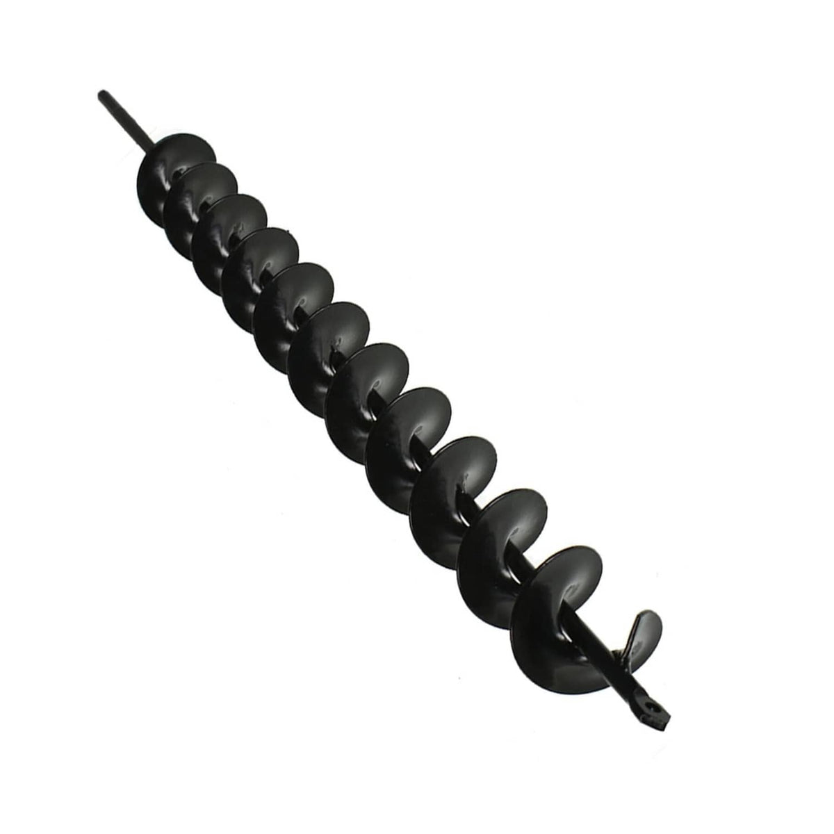 Black auger drill bit with spiral flights and pointed pilot tip