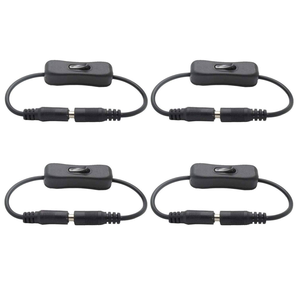 Set of 4 inline LED strip on/off switches with black cables