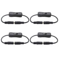 Set of 4 inline LED strip on/off switches with black cables