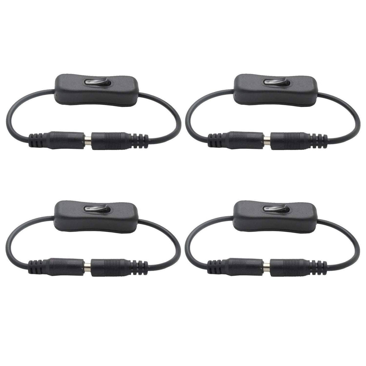 Set of 4 inline LED strip on/off switches with black cables