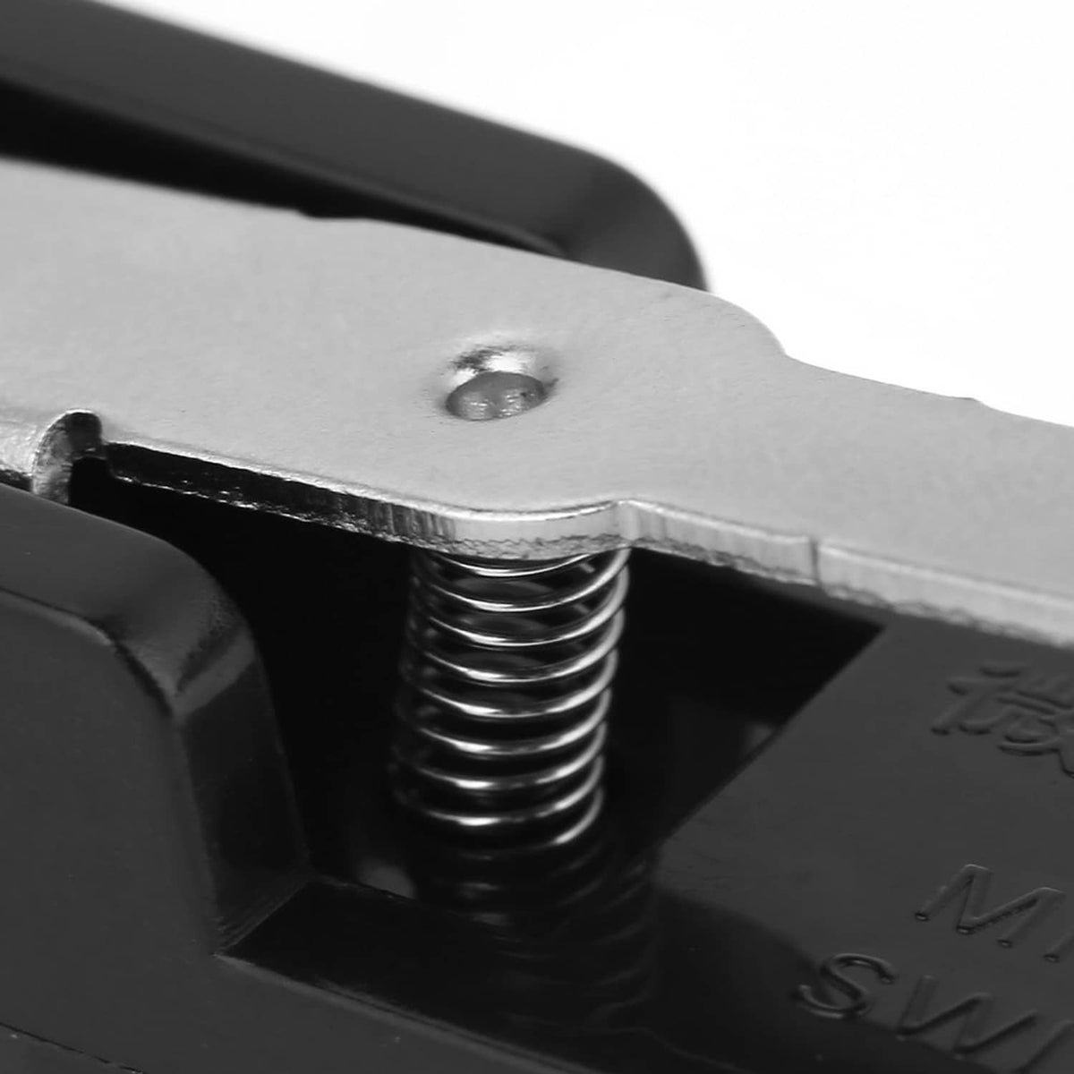 Micro limit switch spring and metal lever inside black housing
