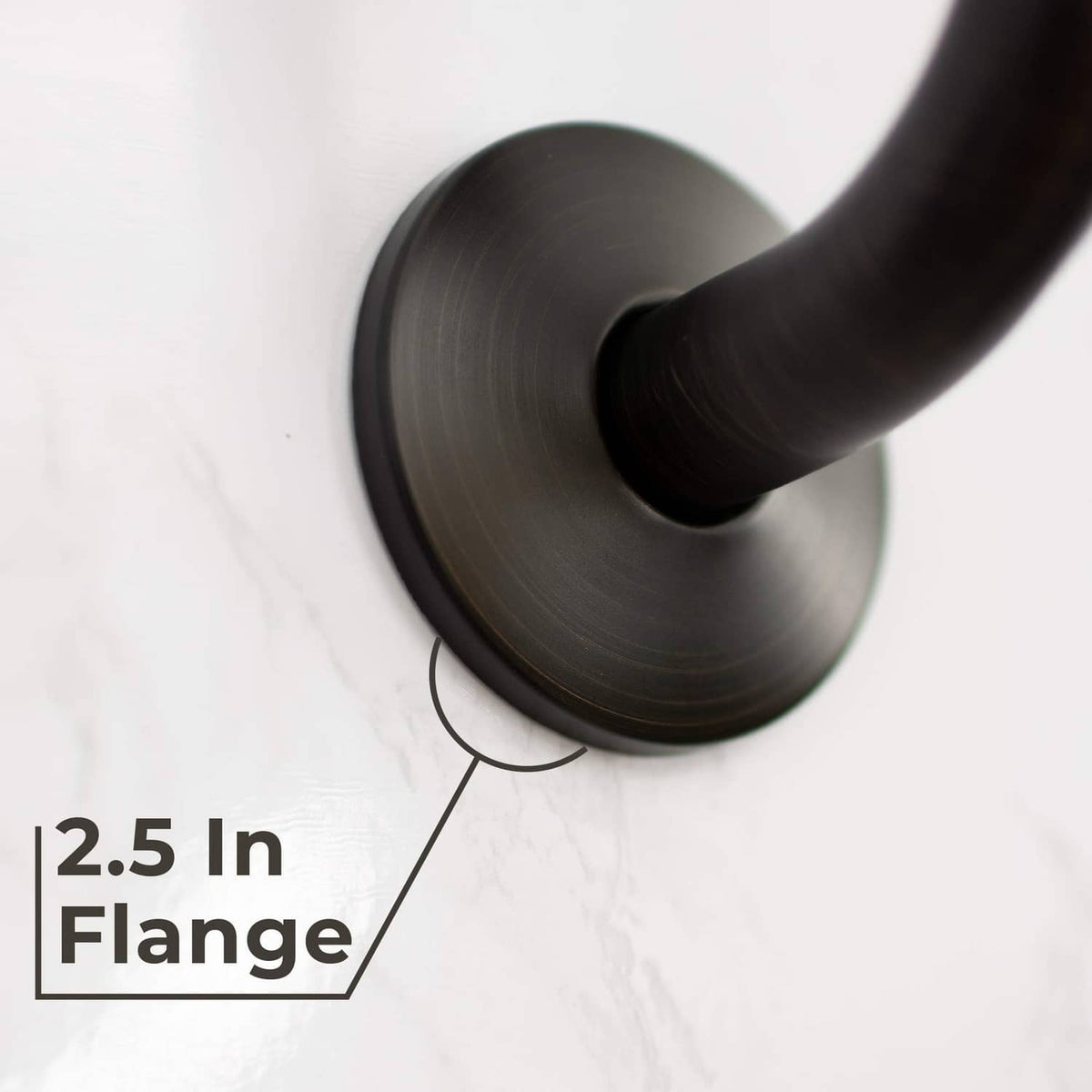 Round mounting flange for shower extension arm with flange edge detail