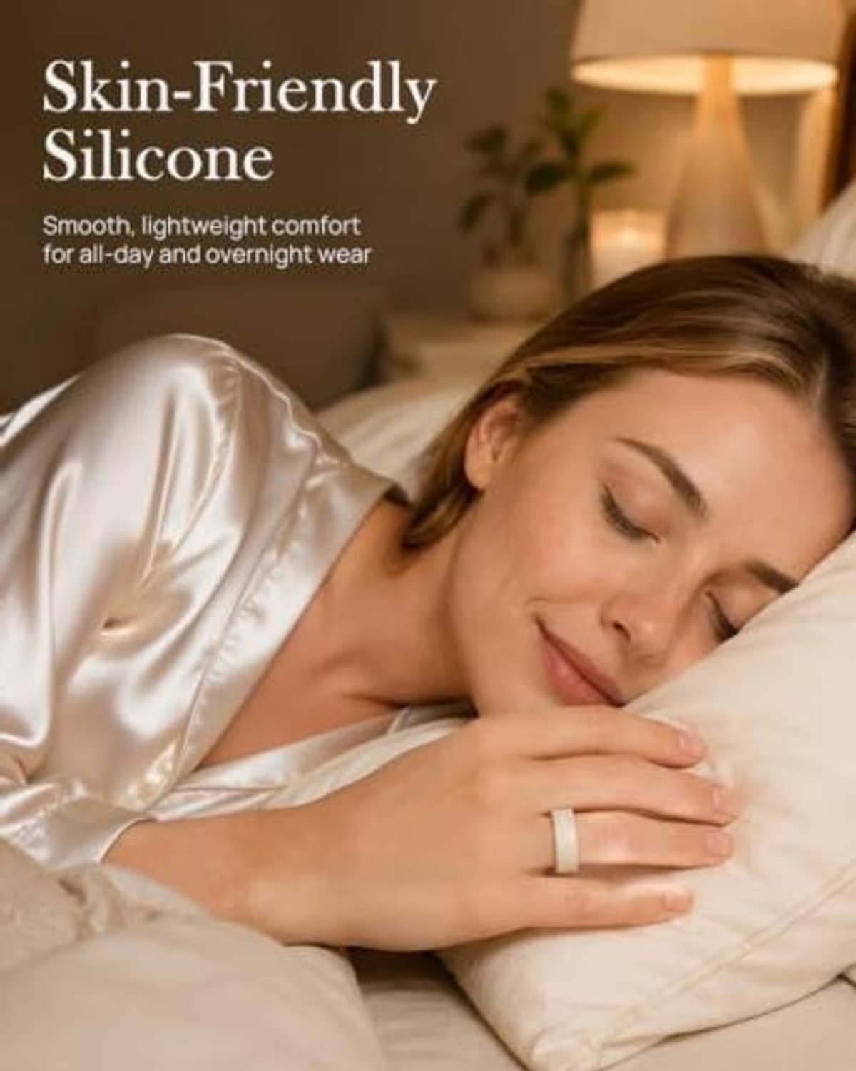 Skin-friendly silicone ring cover on finger with smooth lightweight finish