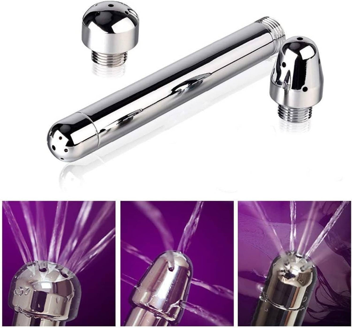 Chrome 3-head shower nozzle cleaner set with long tube and nozzle caps