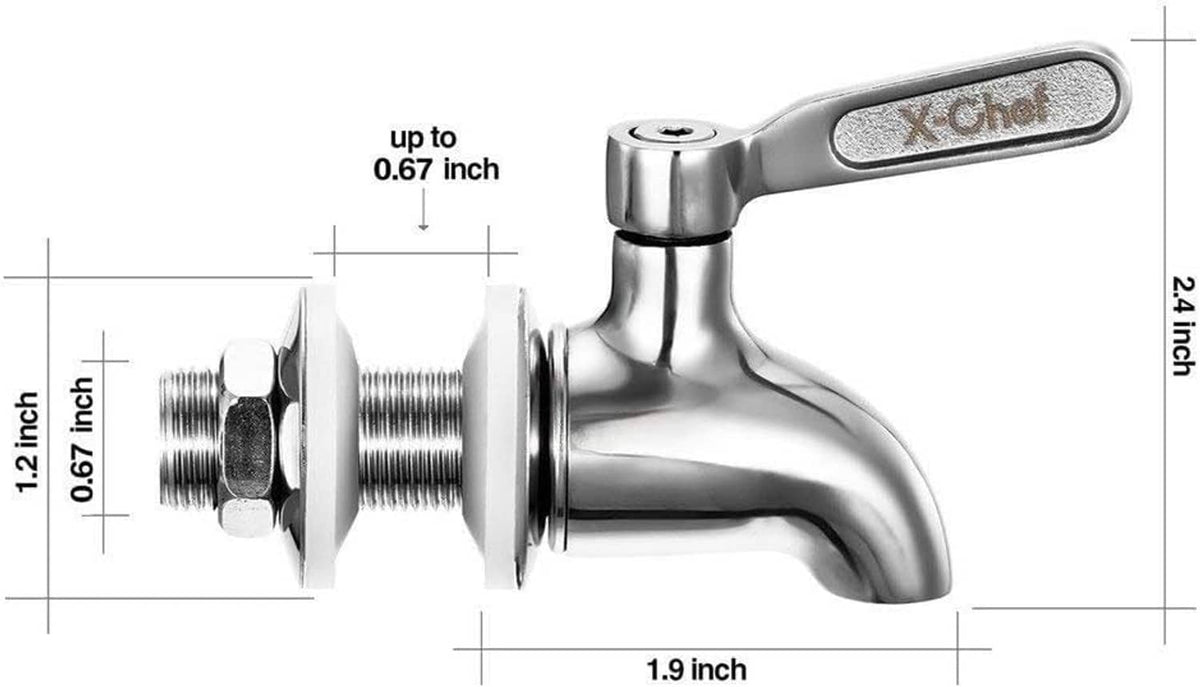 Stainless steel beverage spigot replacement with inlet threads and short lever