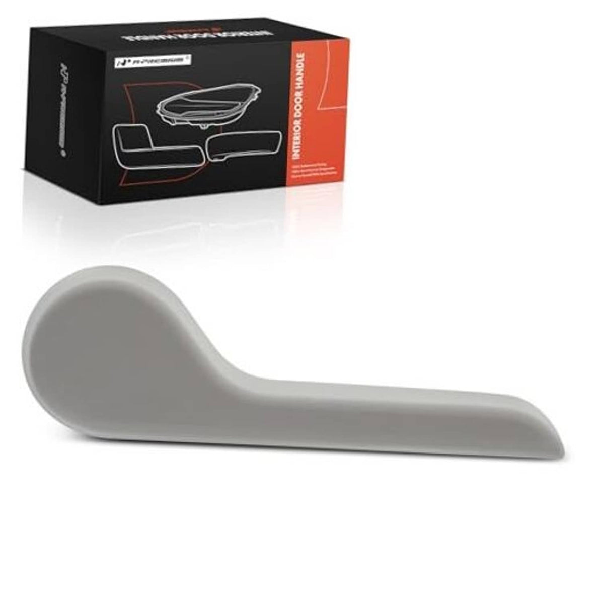 Gray seat recliner adjustment handle for front right passenger seat, molded ABS plastic