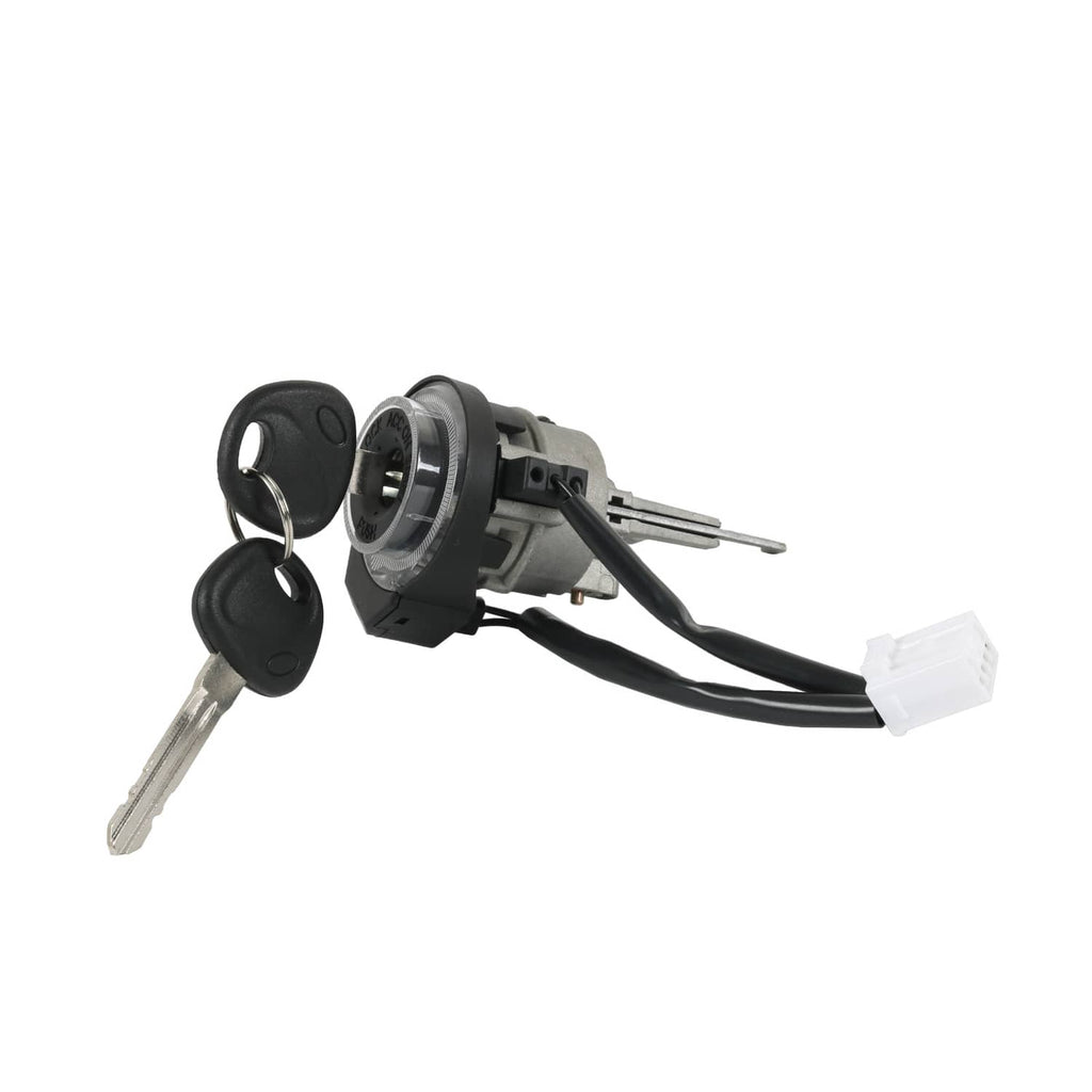 Ignition lock cylinder switch with two keys and black wire leads
