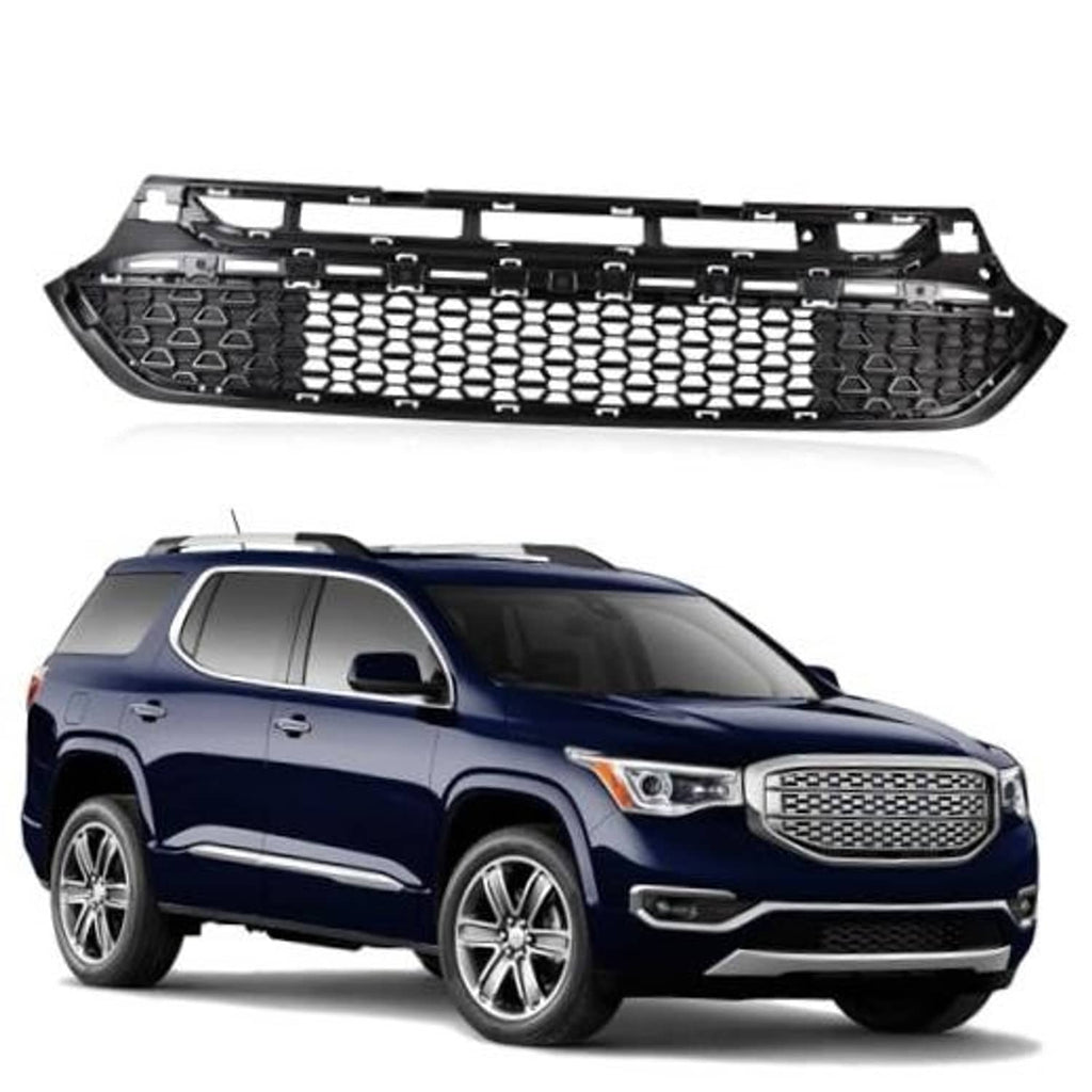 Front bumper lower grille with black honeycomb mesh and mounting frame