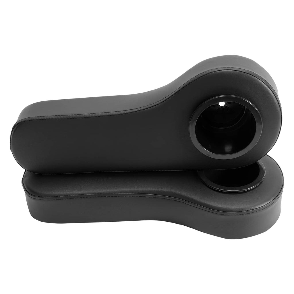 Black rear armrest with large circular cup holder opening