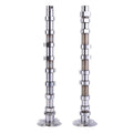 Camshaft set with two metal intake/exhaust shafts and circular base flanges