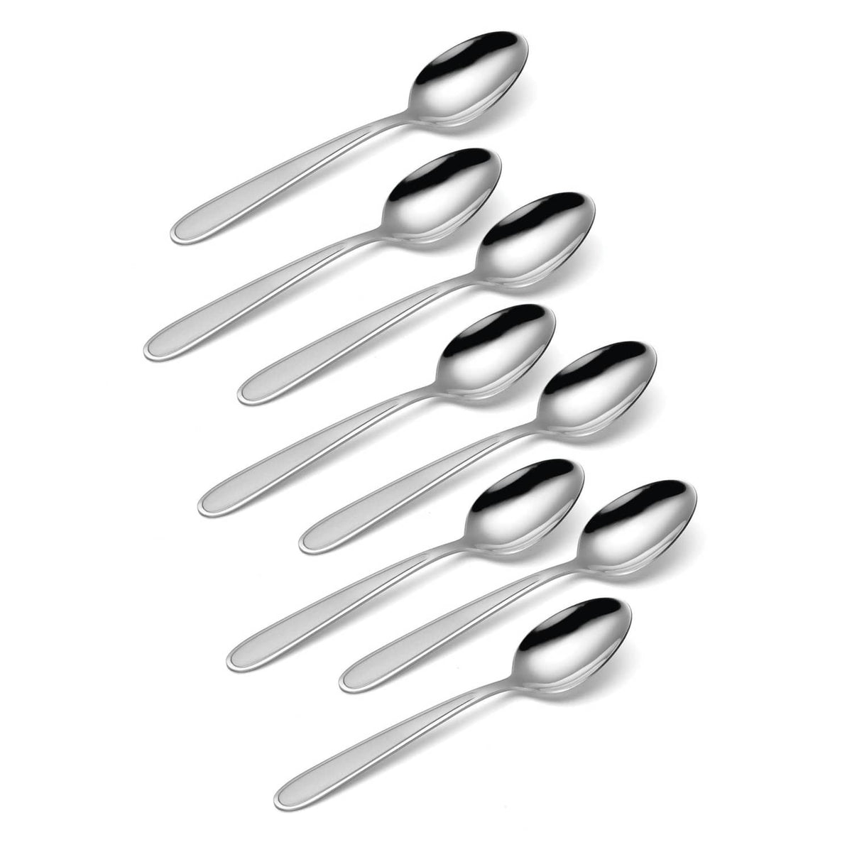 Oneida stainless steel teaspoon set, 8-piece, polished oval bowls