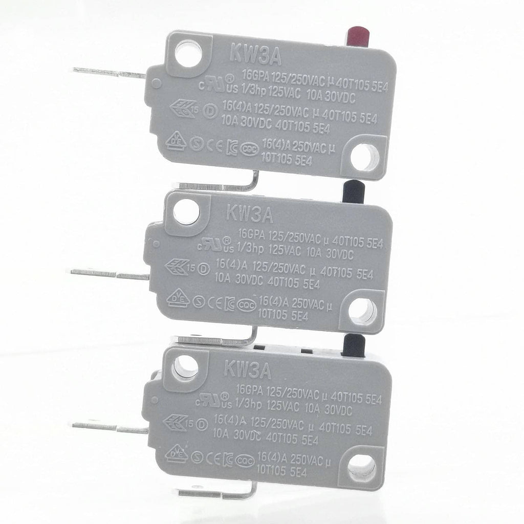 Multiple microwave door interlock switches with gray housings and metal actuator pins