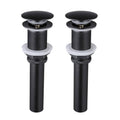 Matte black pop-up sink drain stopper without overflow, with threaded drain body
