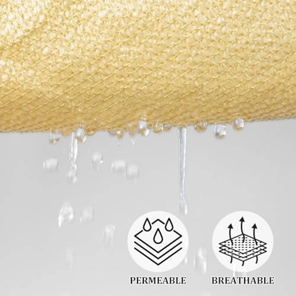 Sand beige permeable shade sail mesh fabric with water beading