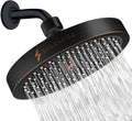 6-inch round rain shower head in vintage oil rubbed bronze finish, with spray nozzles