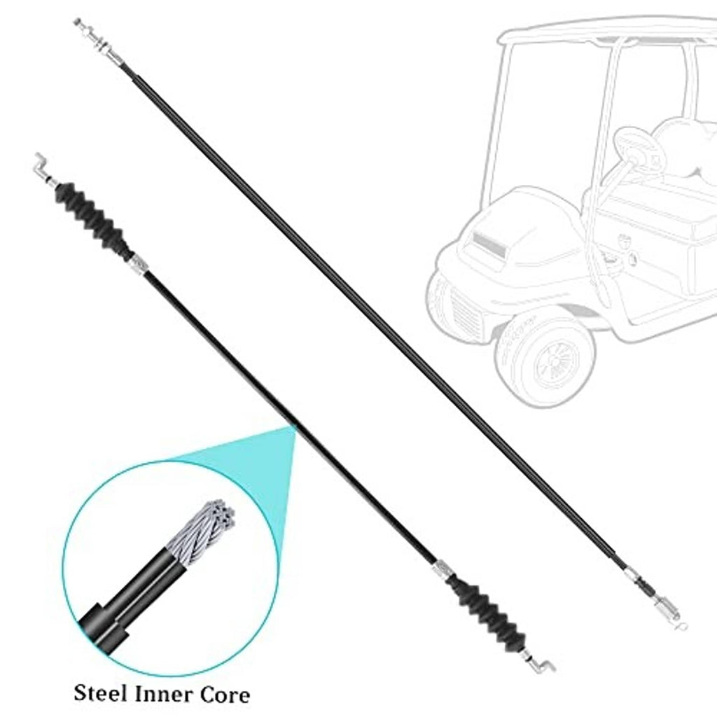 Throttle cable set with steel inner core, black jacket, and silver end connectors