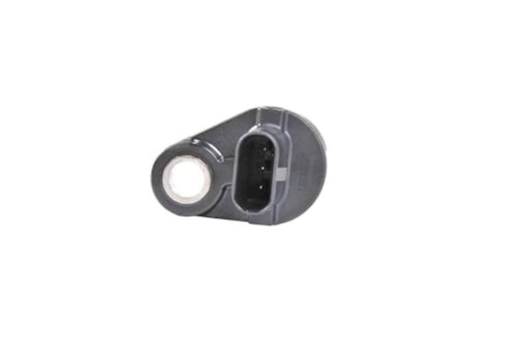 Camshaft position sensor end view with black 3-pin connector and metal contact
