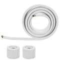 Mini split AC line set with white insulation, coiled tubing, and brass copper fittings