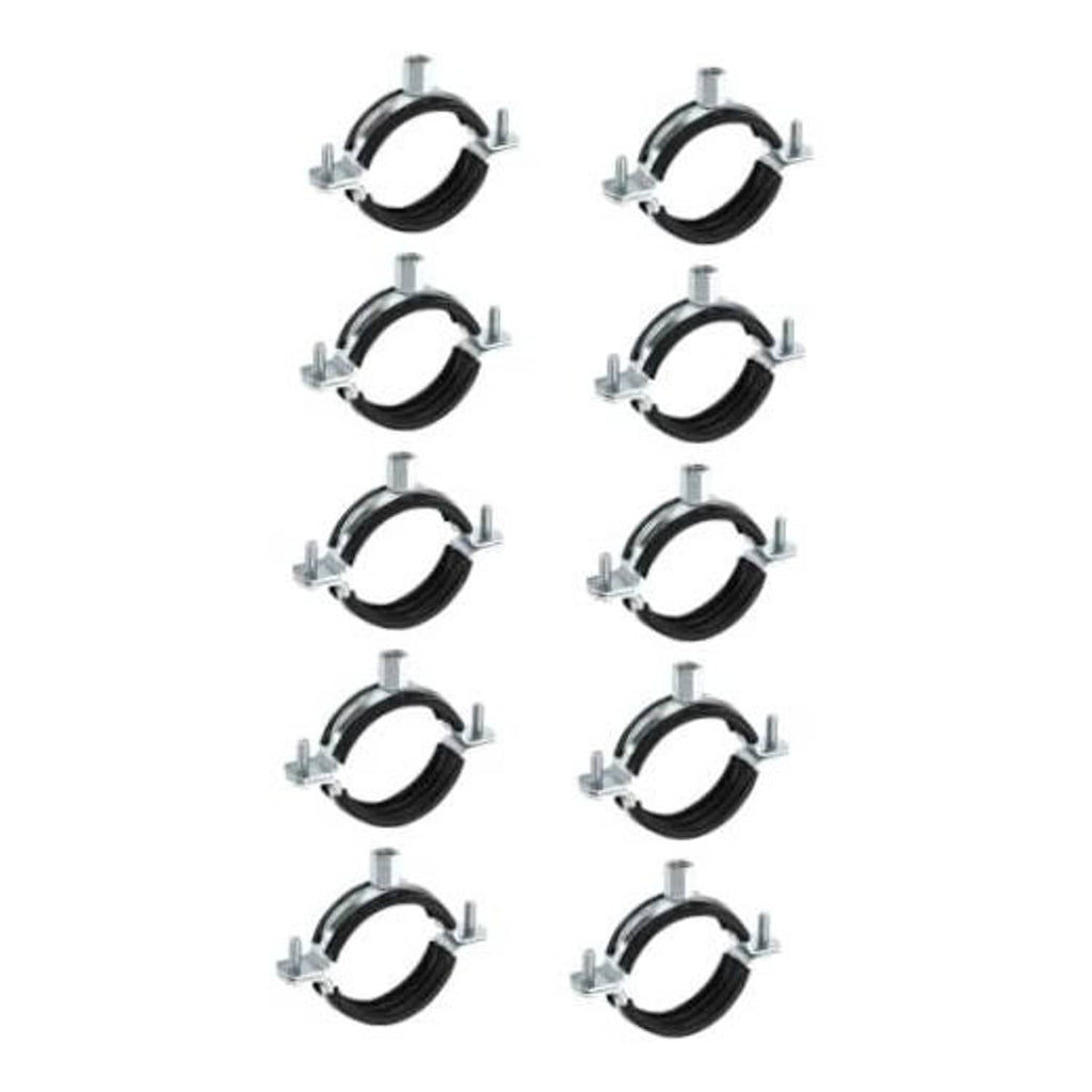 Galvanized steel split ring pipe hangers, black band clamps with mounting bolts (10 pcs)