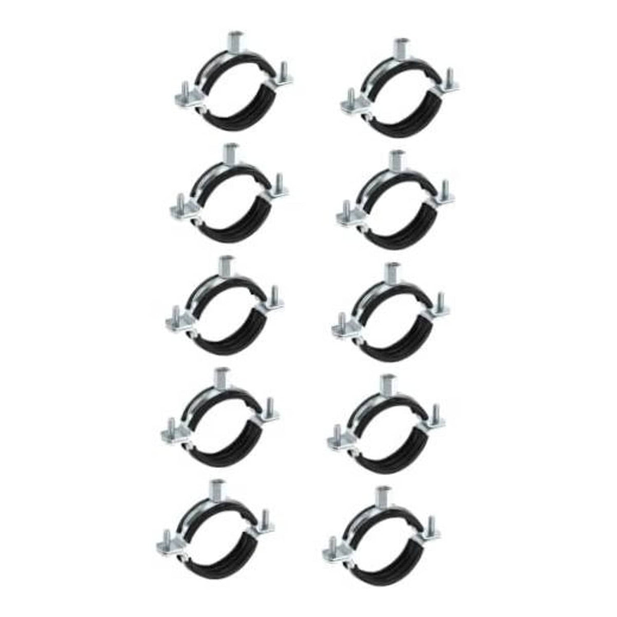 Galvanized steel split ring pipe hangers, black band clamps with mounting bolts (10 pcs)