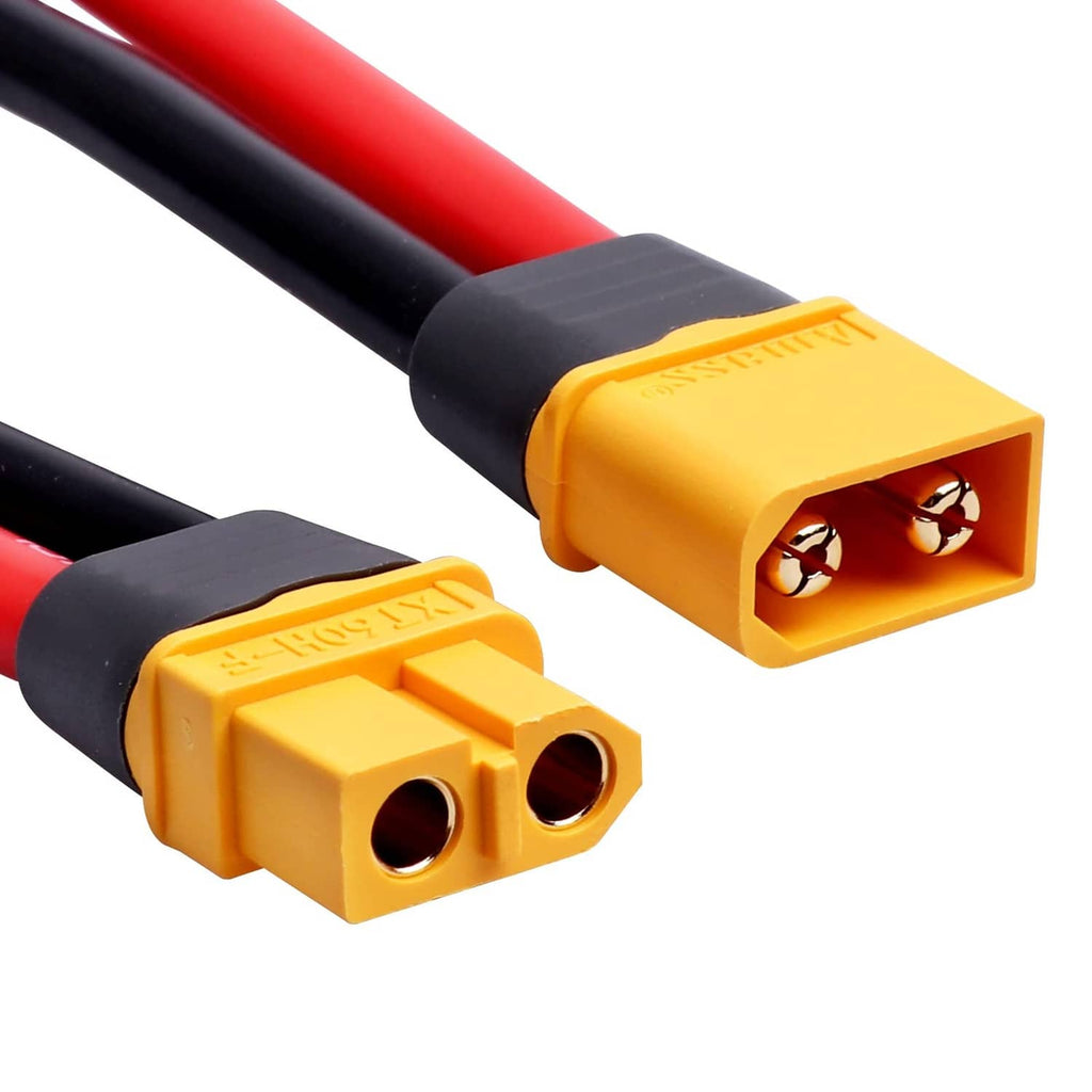 XT60 male and female connectors with red/black 10 AWG wires, yellow housings