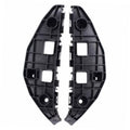 Set of two black plastic front bumper bracket retainers with square mounting openings