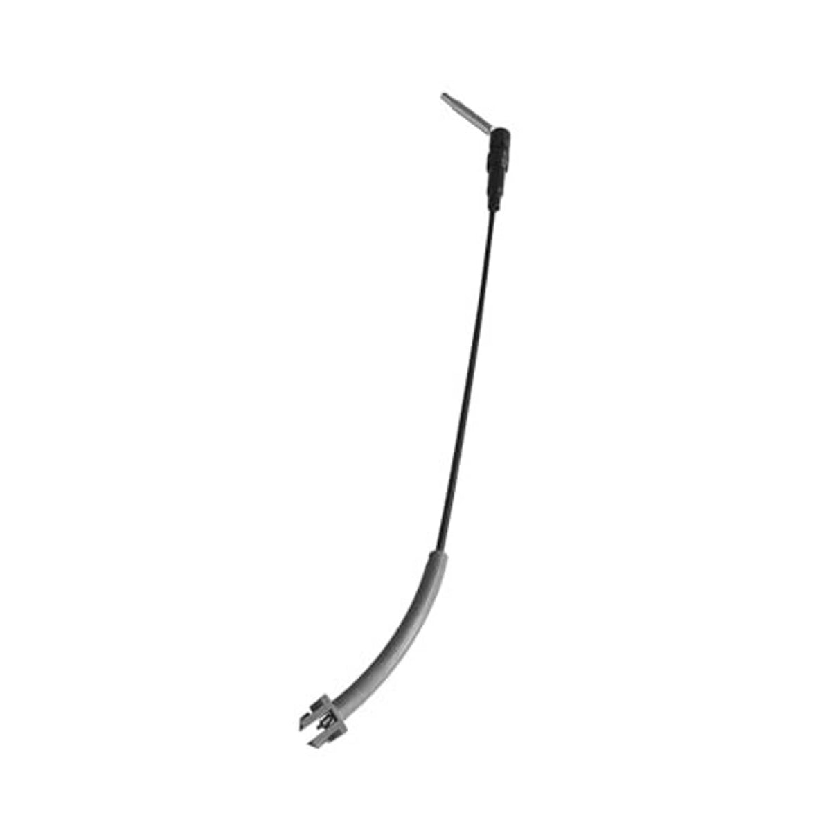 Front seat release cable with black wire, gray curved guide, and metal terminal ends.