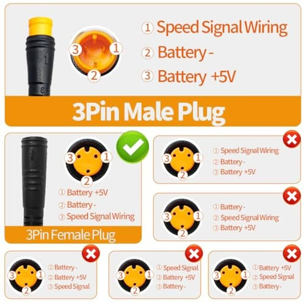 3-pin male and female plug wiring diagram for waterproof thumb throttle