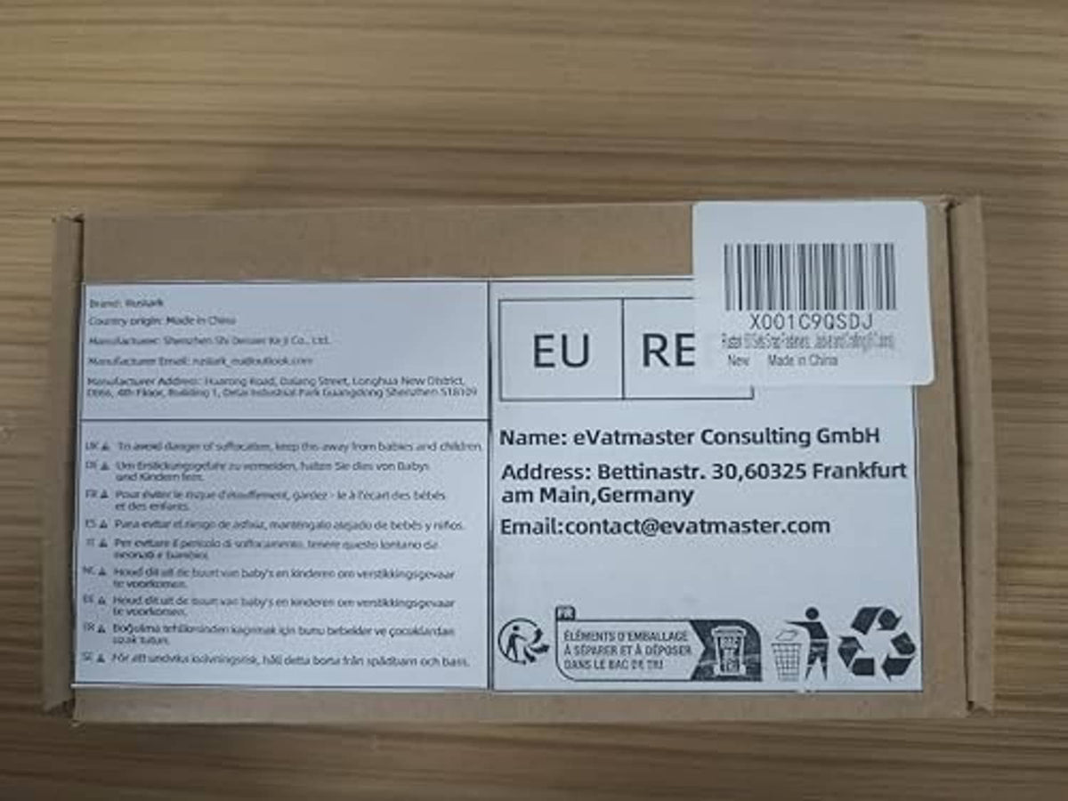 Snap fastener kit retail packaging label with EU and recycling information