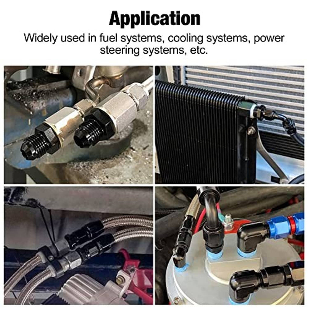 Pipe fitting adapter connected in a cooling/fuel system line, black metal connector