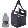 Dark gray felt drink carrier bag with top handle for four reusable cups