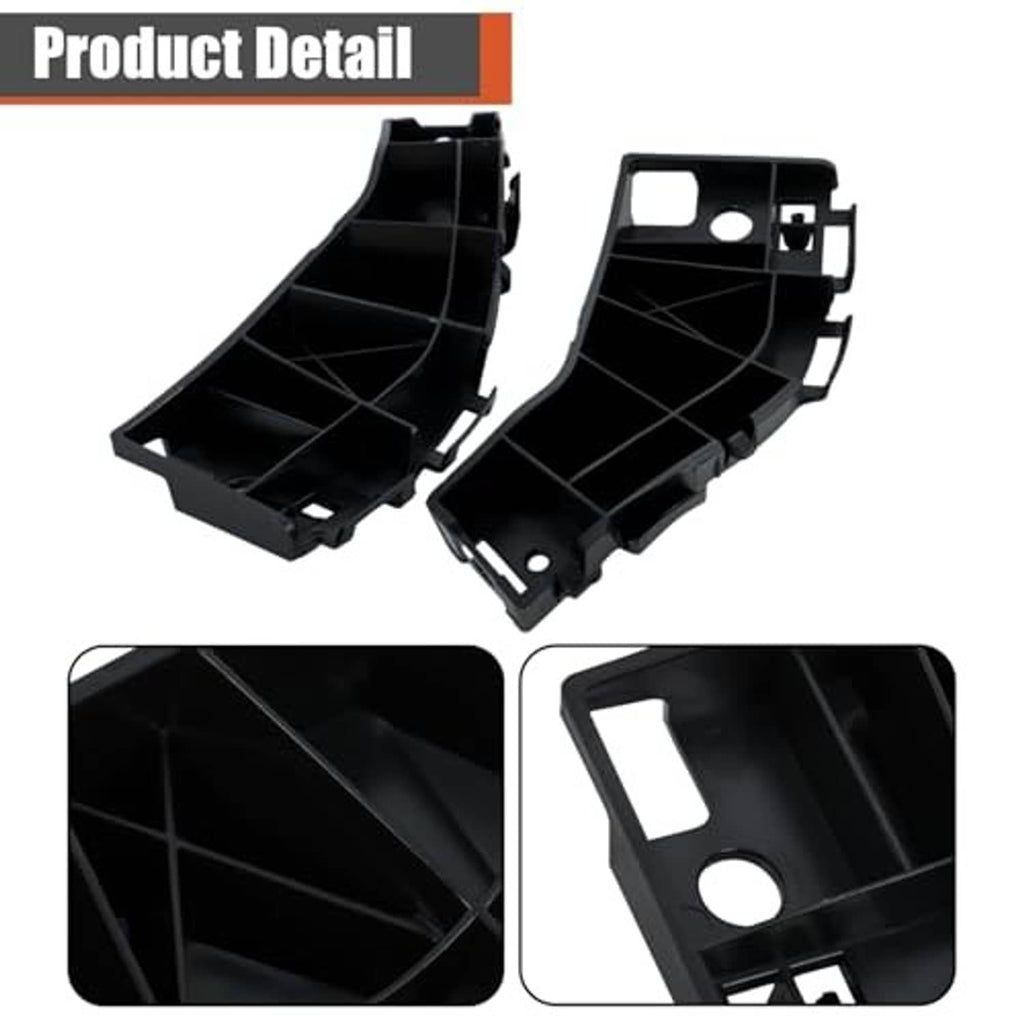 Set of 2 black front bumper side support brackets with internal ribs and channels