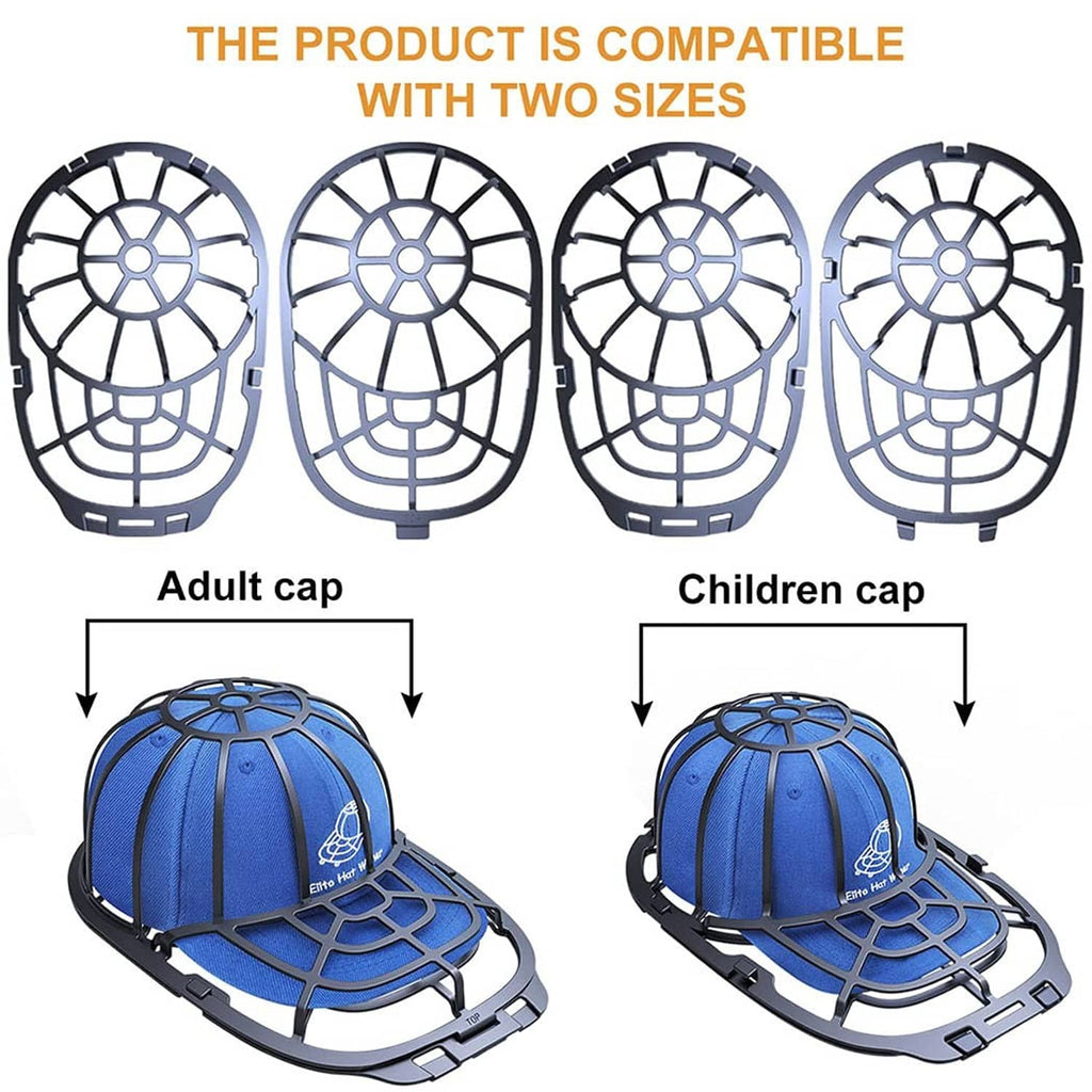 Adult and child cap hat-washing racks with circular holders, showing two sizes