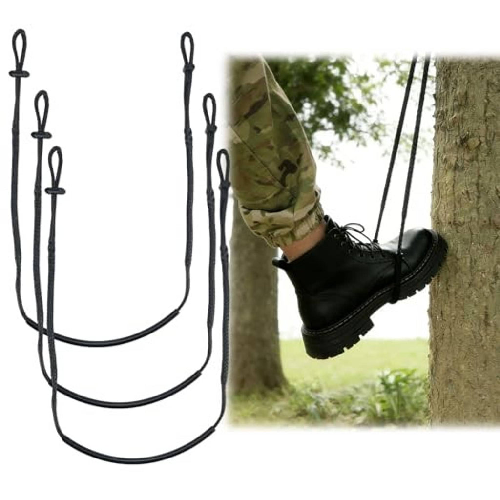 Heavy-duty tree stand climbing stick aider straps set, black daisy-chain loops