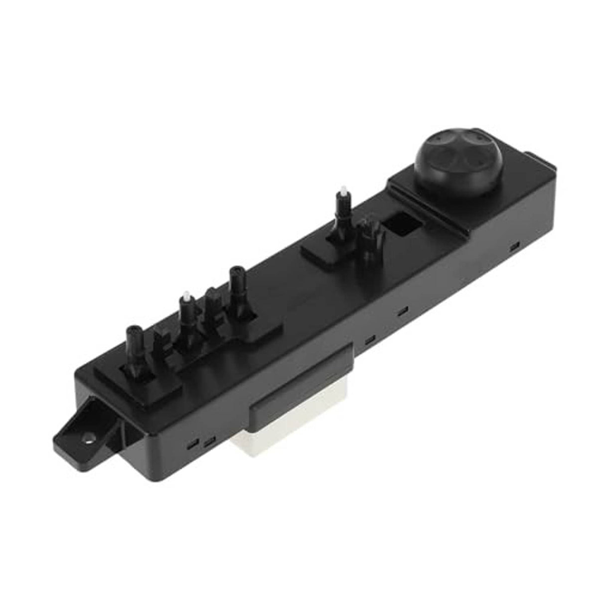 Power seat switch control module in black with round knob and side mounting bracket