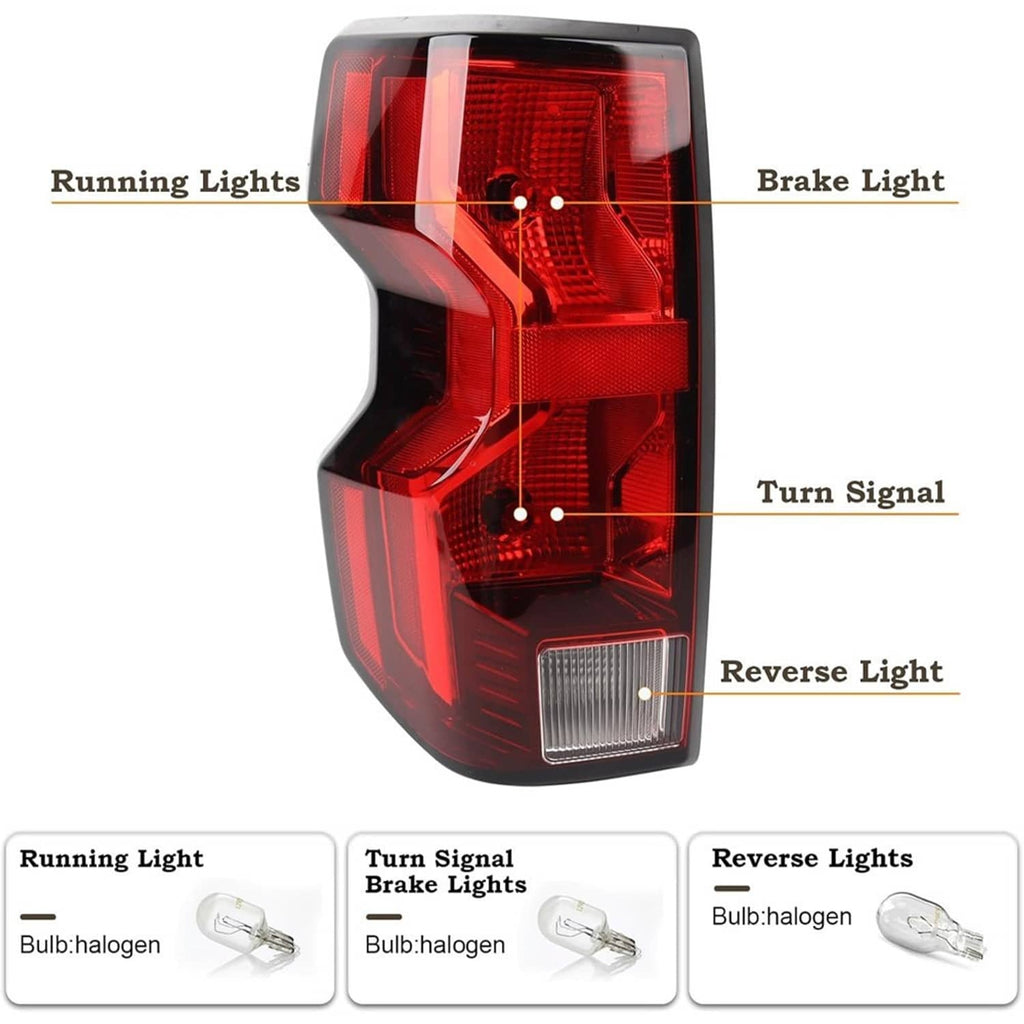 Single halogen tail light showing running, turn, brake, and reverse light sections