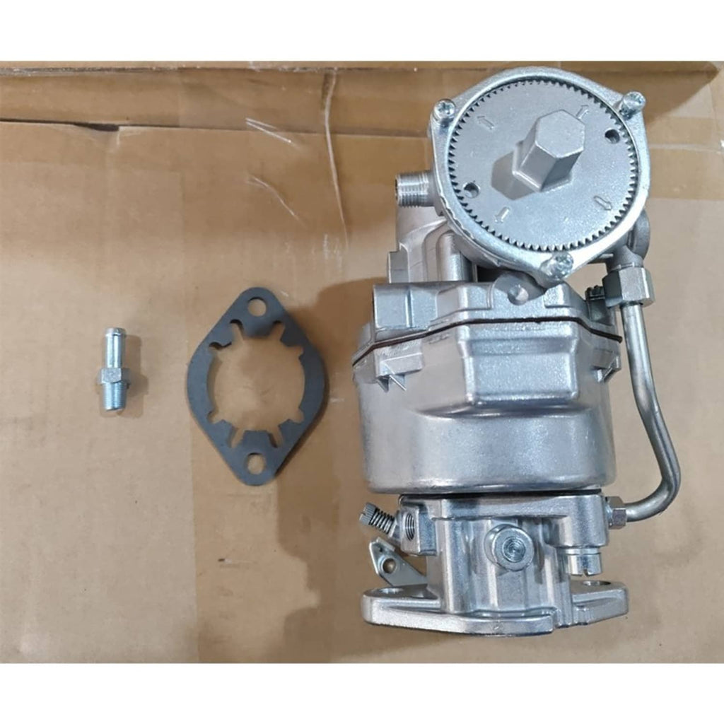 Carburetor assembly with cover plate, gear-like dial, and separate mounting gasket