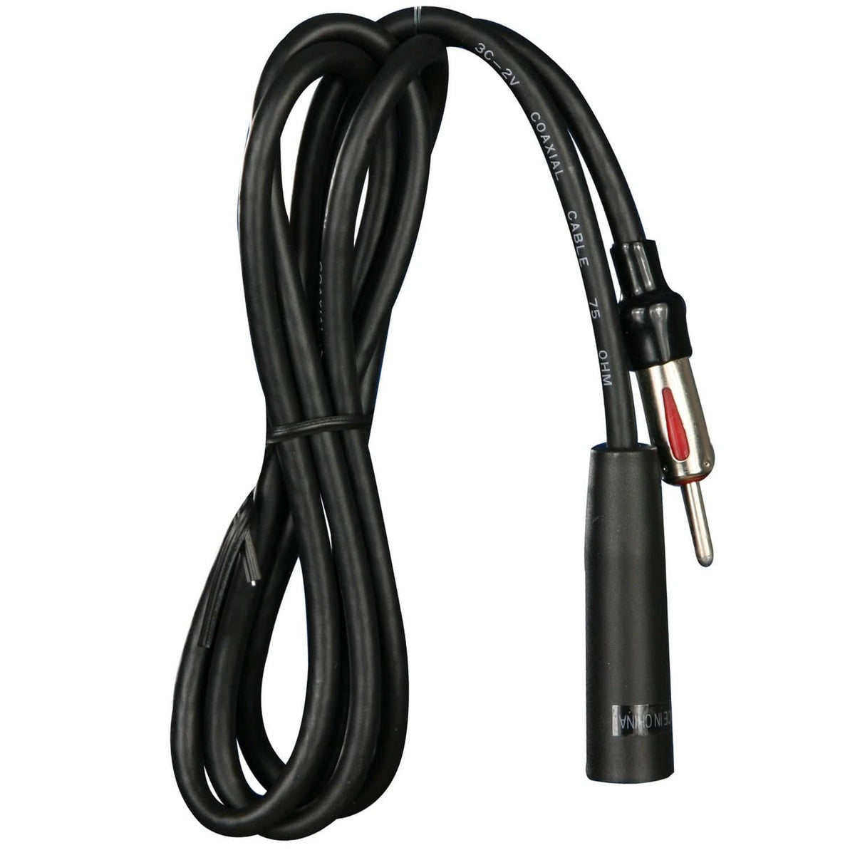 48-inch universal antenna extension cable with black coax lead and metal fork plug