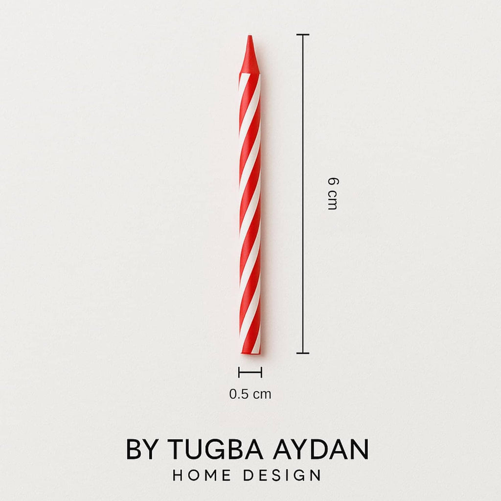 Red spiral birthday candle, 6 cm tall, 0.5 cm wide