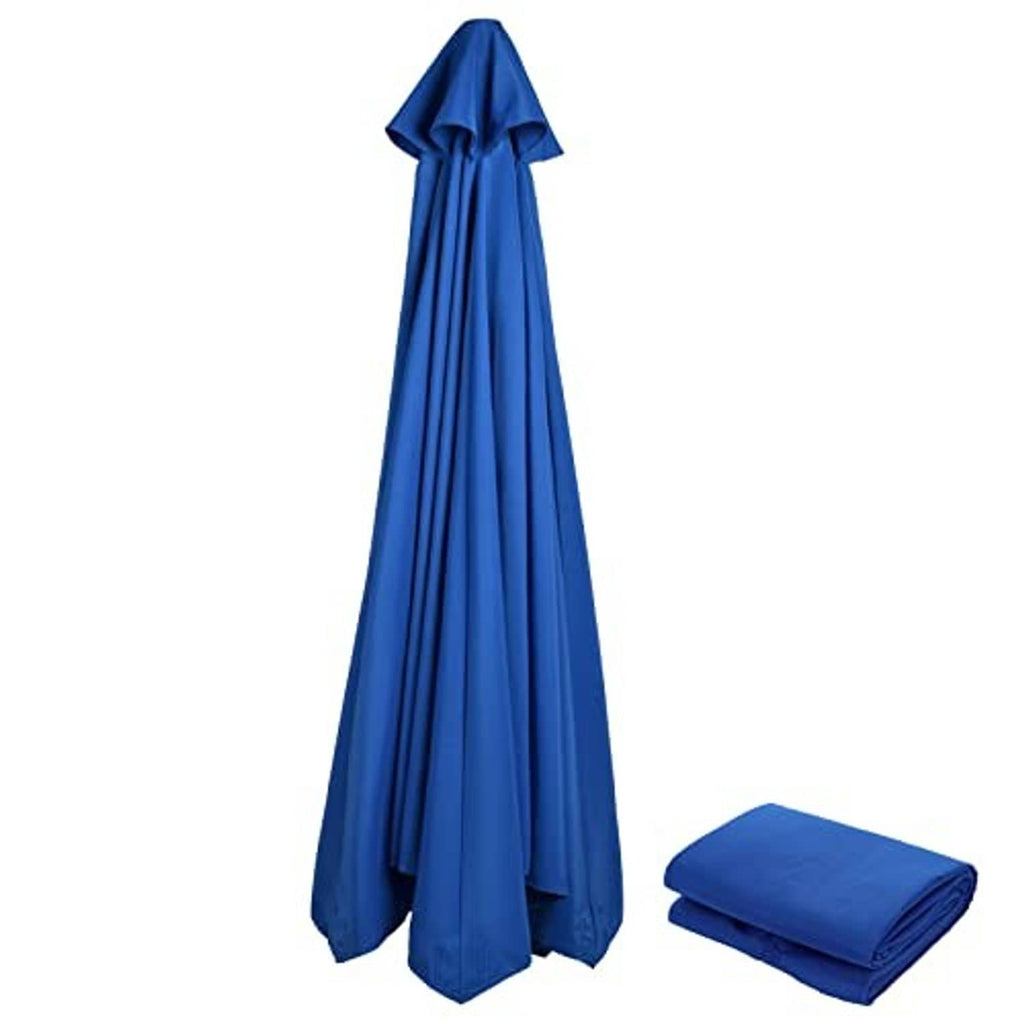Umbrella canopy replacement cloth cover in navy blue with fold-over drape and bundle