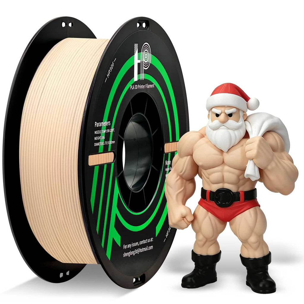 PLA filament spool with skin-beige filament on black reel