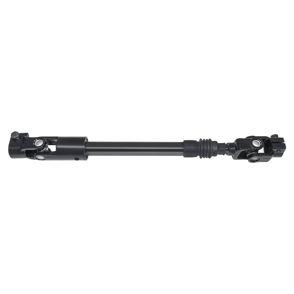 Black steering column shaft assembly with flexible coupling and end brackets
