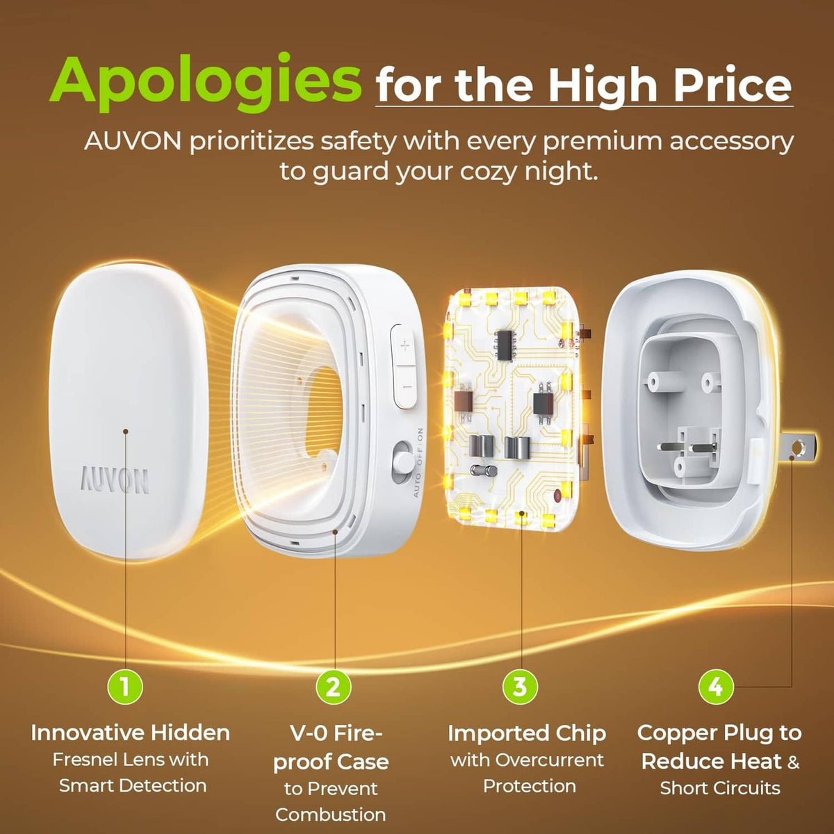 Plug-in LED night light set with open housing showing internal circuit parts