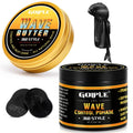 GOIPLE Wave Butter hair pomade jar, black and gold round container with lid