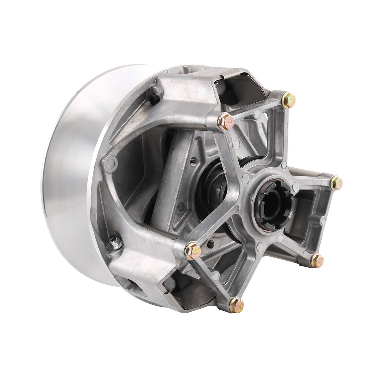 Primary drive clutch assembly with circular sheave and side mounting points