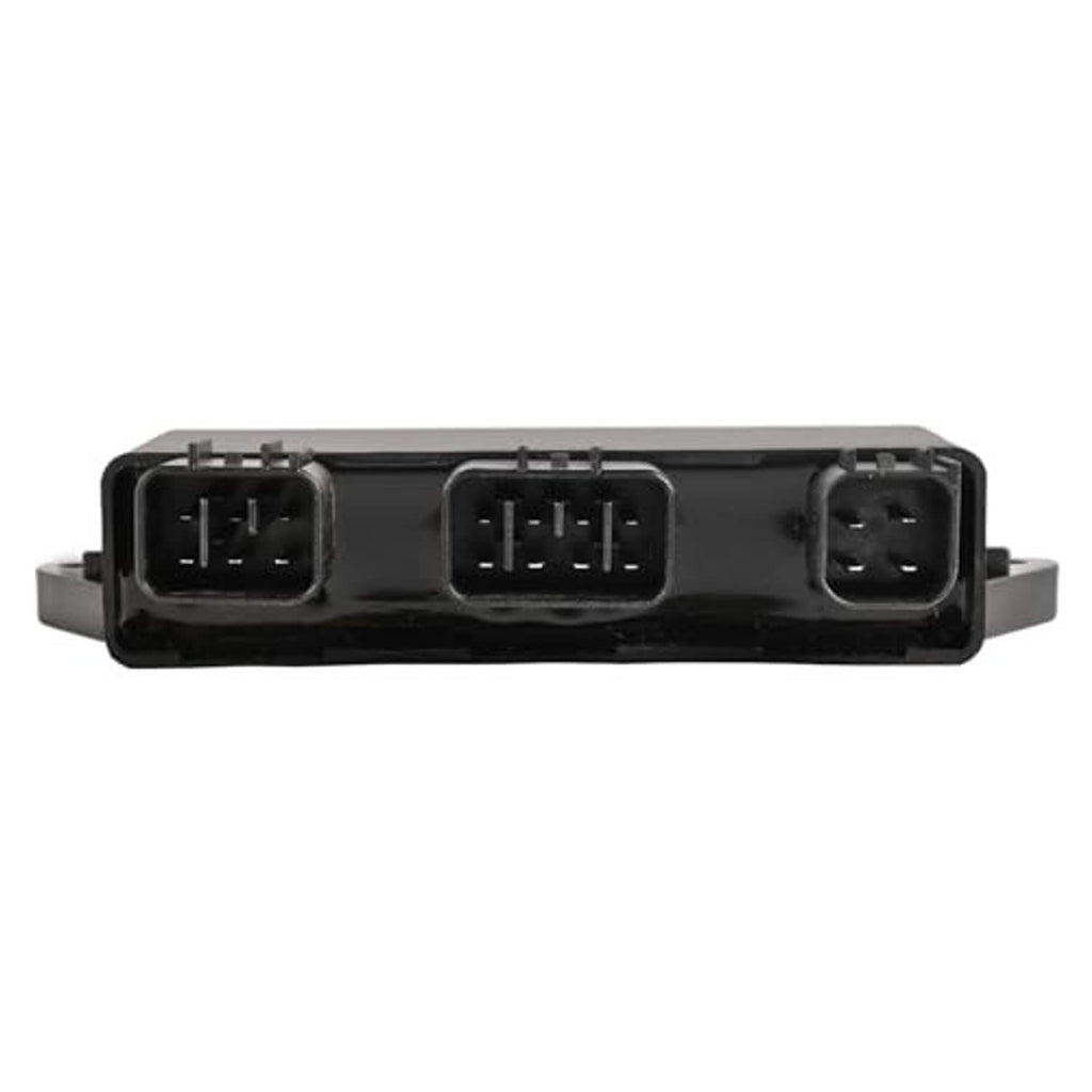 Black CDI ignitor box rear panel with three multi-pin connector sockets