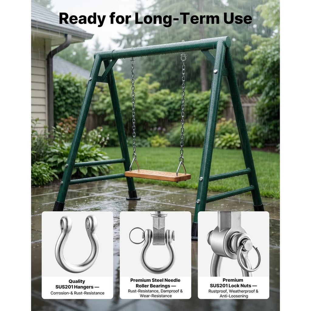 Swing bracket set: loop hooks and threaded posts with metal bar-style clamps